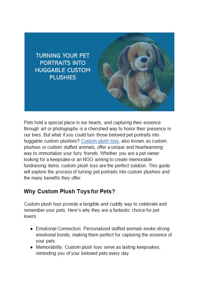 Turning Your Pet Portraits into Huggable Custom Plushies