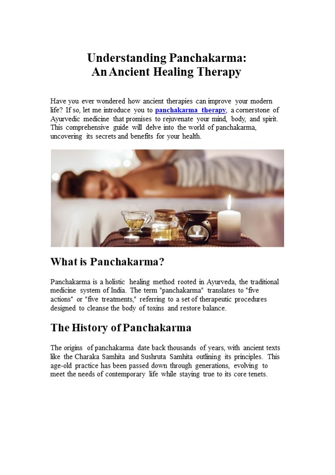 Understanding Panchakarma: An Ancient Healing Therapy