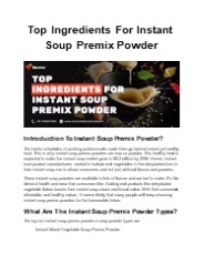 Top Ingredients For Instant Soup Premix Powder | Mevive®