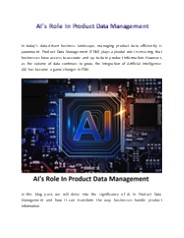 AI's Role In Product Data Management