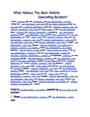 What Makes The Best Mobile Operating System?
