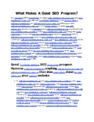 What Makes A Good SEO Program?