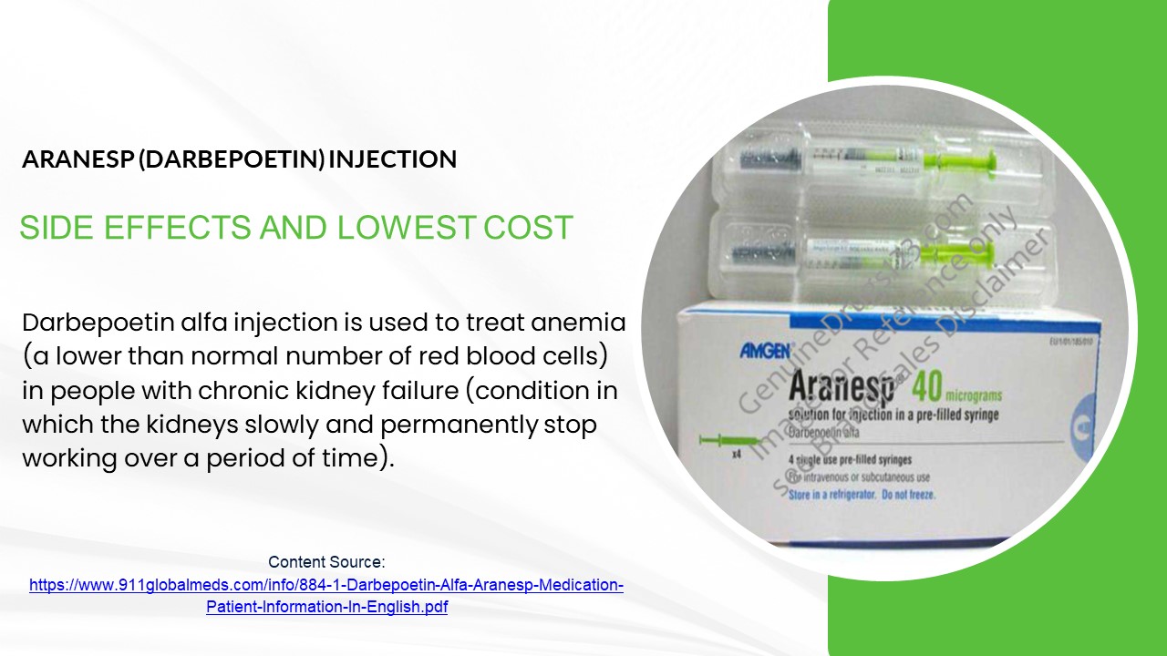 Aranesp (Darbepoetin) Injection Side Effects and Lowest Cost