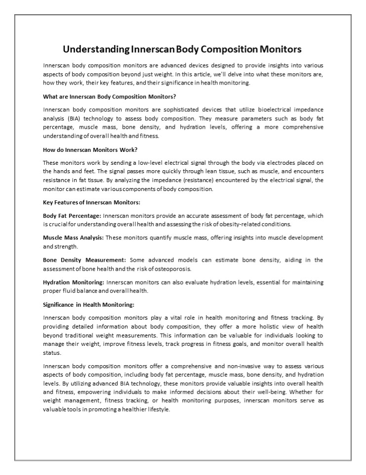 Understanding Innerscan Body Composition Monitors