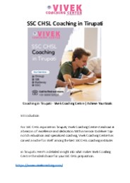 SSC CHSL Coaching in Tirupati