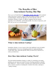 The Benefits of Diet Intermittent Fasting Diet Plan
