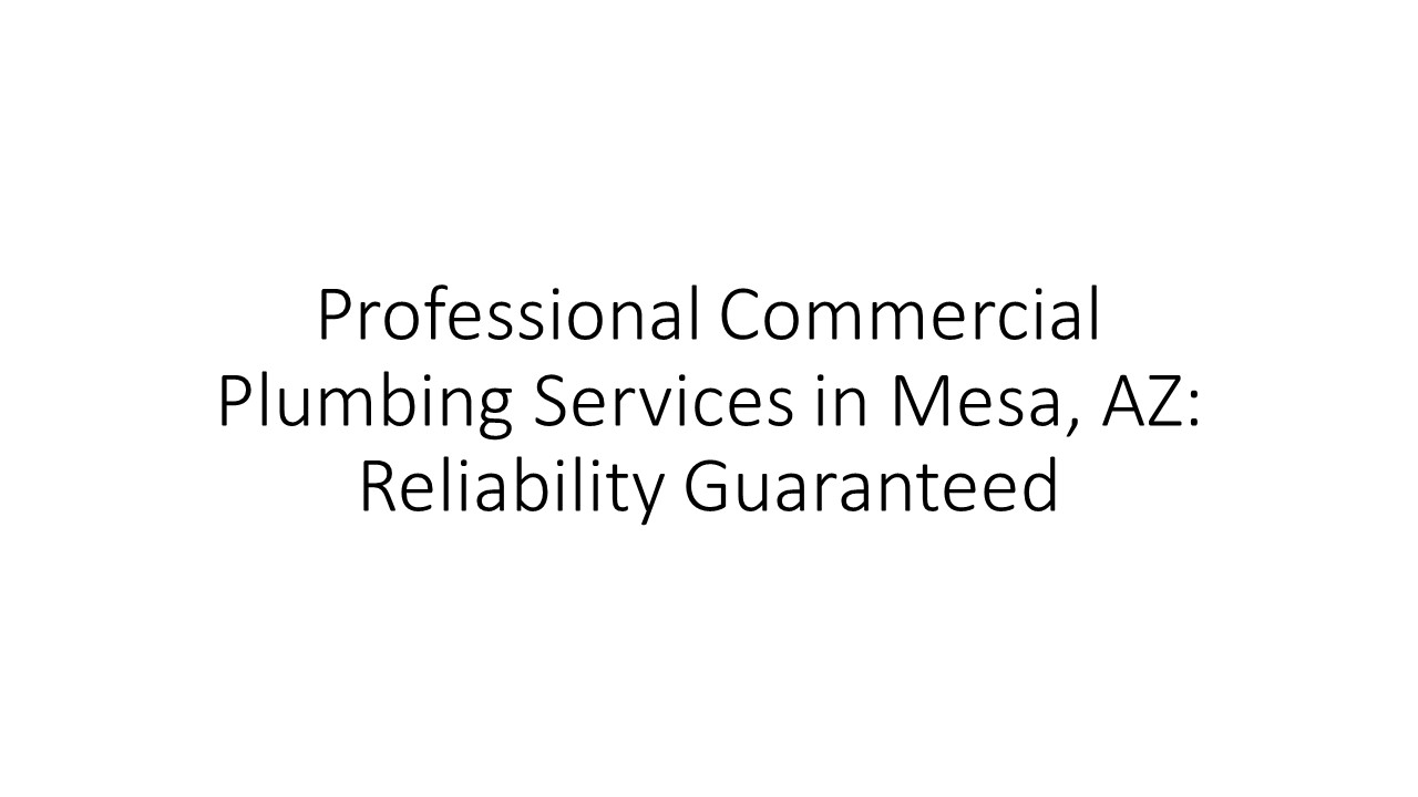 Professional Commercial Plumbing Services in Mesa, AZ: Reliability Guaranteed
