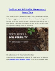 Fertilizers and Soil Fertility Management - Expert View