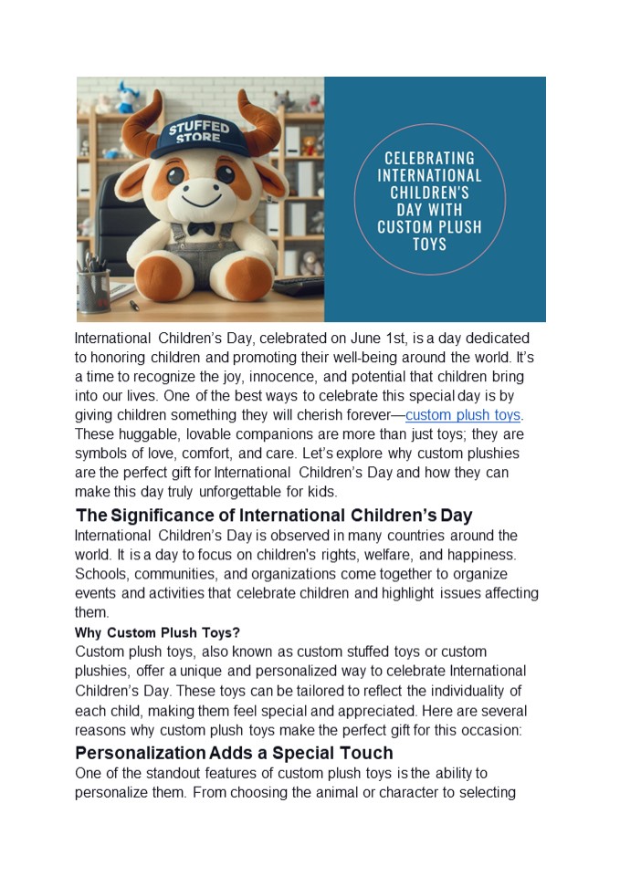Celebrating International Children's Day with Custom Plush Toys