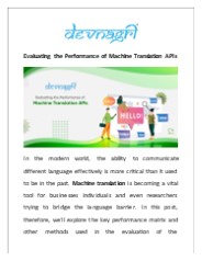 Evaluating the Performance of Machine Translation APIs