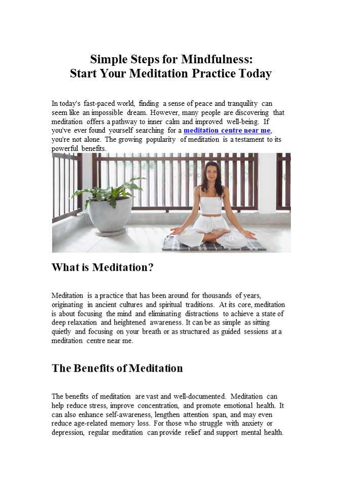 Simple Steps for Mindfulness: Start Your Meditation Practice Today