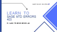 How to Resolve Sage MTD Error 403