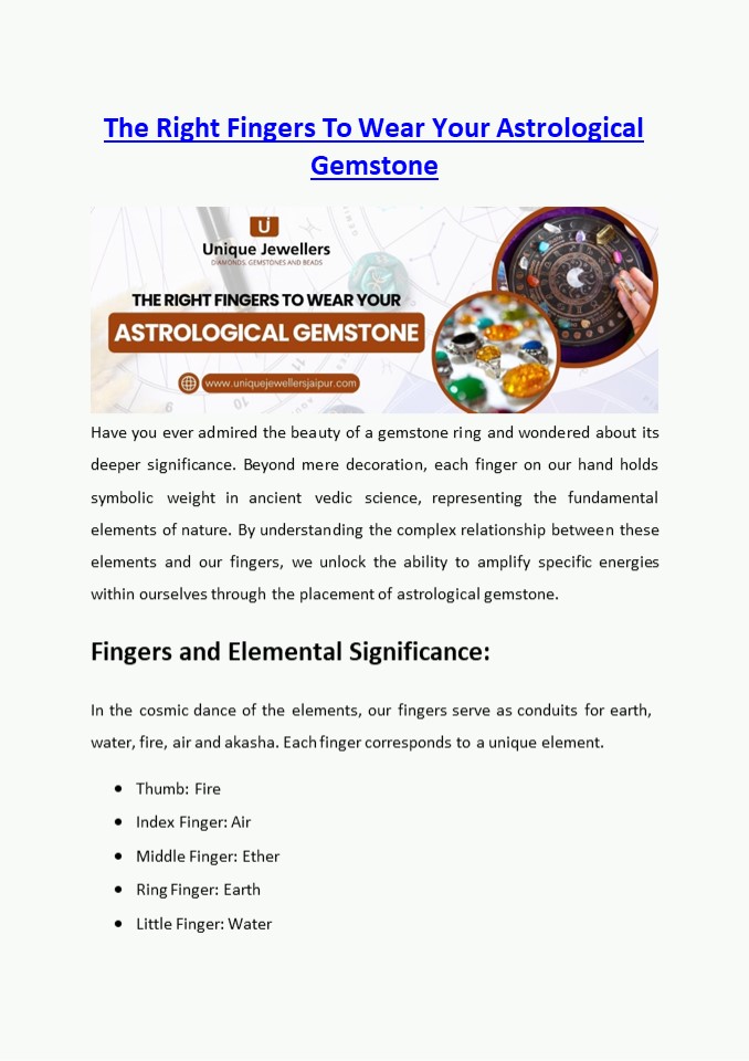 The Right Fingers To Wear Your Astrological Gemstone