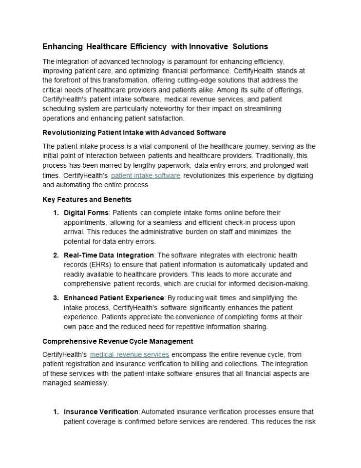 Enhancing healtrhcare efficiency with innovative solutions