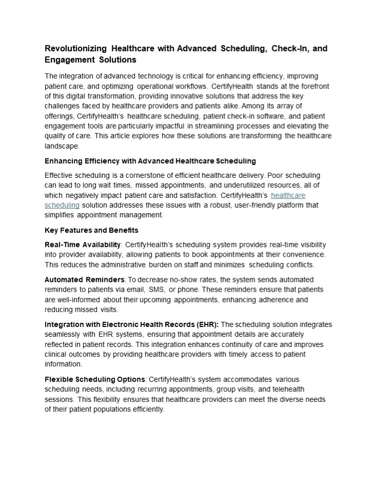 Revolutionizing Healthcare with Advanced Scheduling, Check-In, and Engagement Solutions
