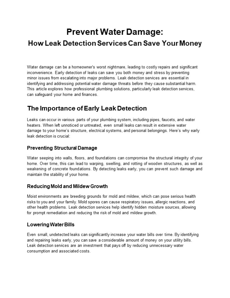 Prevent Water Damage with Plumbing Services from Fredlwebster