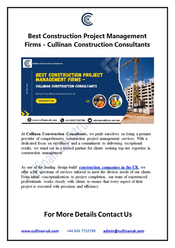 Best Construction Project Management Firms - Cullinan Construction Consultants