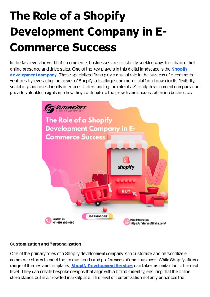 The Role of a Shopify Development Company in E-Commerce Success