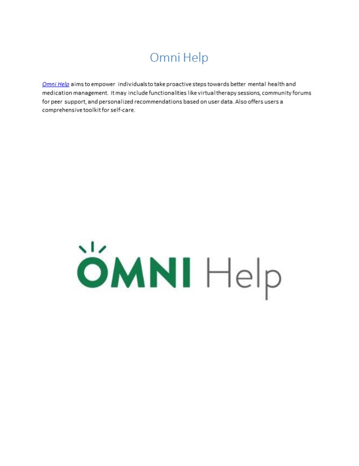 Omni Help Mental Health Therapy App
