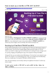 How to back up a tree file in FTM 2017 & 2019?