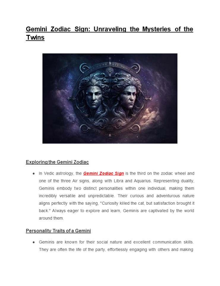Gemini Zodiac Sign: Unraveling the Mysteries of the Twins presentation ...