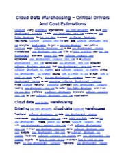 Cloud Data Warehousing – Critical Drivers And Cost Estimations