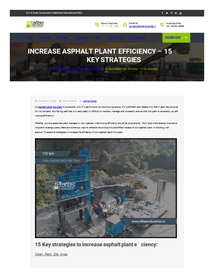 Increase Asphalt Plant Efficiency - 15 Key Strategies