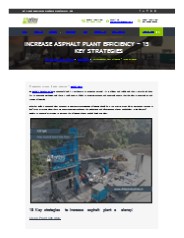 Increase Asphalt Plant Efficiency - 15 Key Strategies