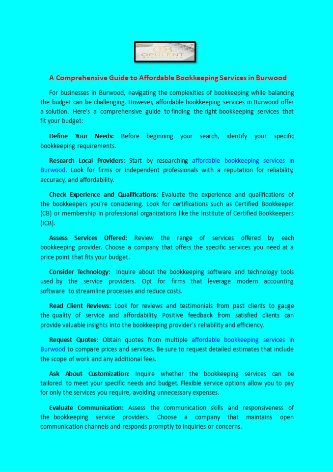 A Comprehensive Guide to Affordable Bookkeeping Services in Burwood ...