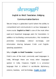 English to Hindi Translation: Bridging Communication Barriers