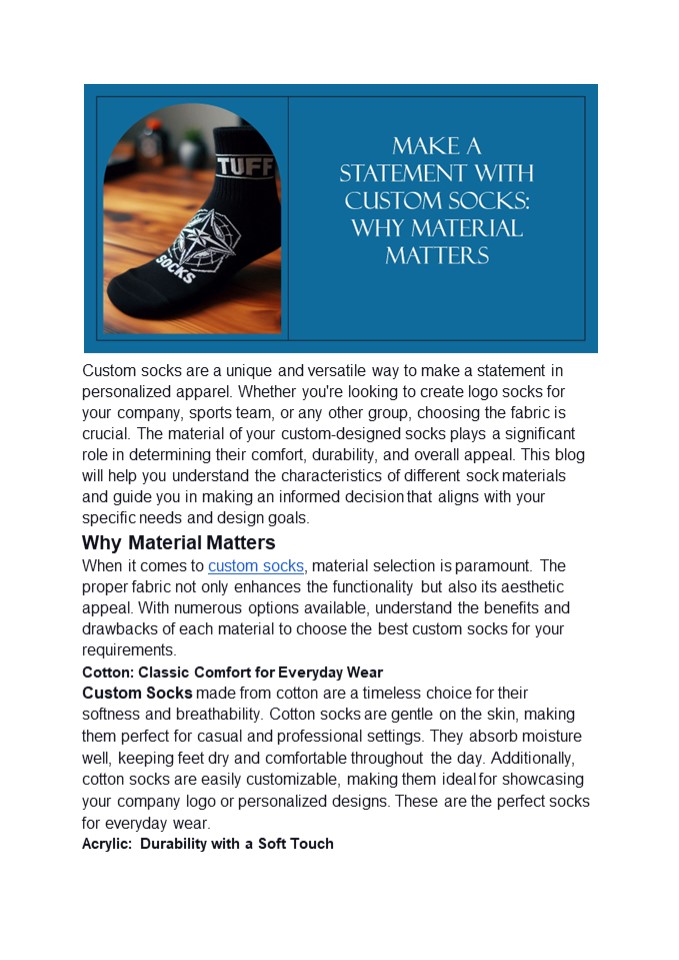 Make a Statement with Custom Socks: Why Material Matters