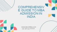 Comprehensive Guide to MBA Admission in India