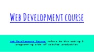 Web Development Course