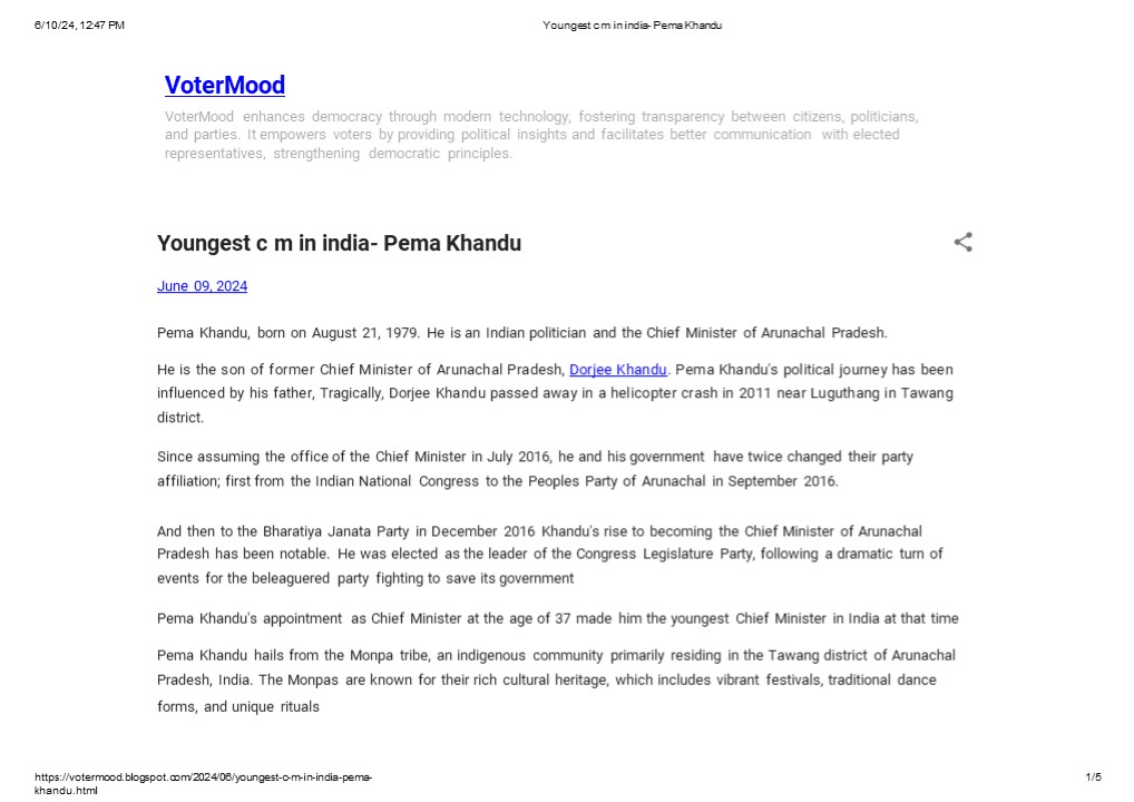 youngest Chief Minister in India