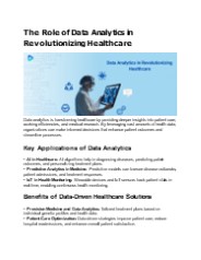 Role Of Data Analytics In Revolutionizing Healthcare
