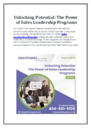 Unlocking Potential: The Power of Sales Leadership Programs