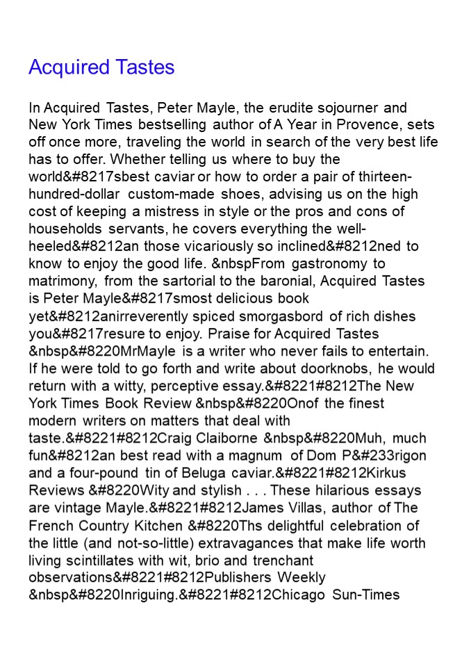 Download Book [PDF] Acquired Tastes