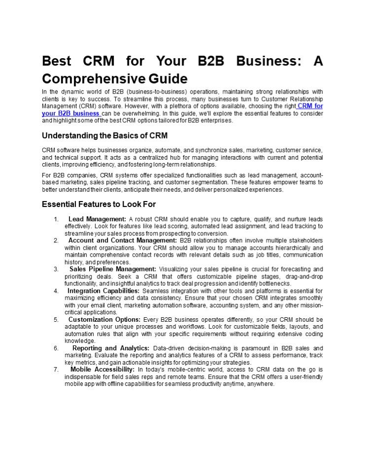 Best CRM for B2B Business