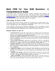 Best CRM for B2B Business
