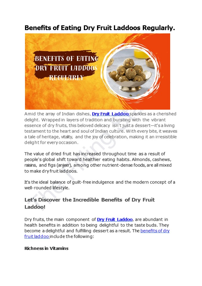 Benefits of Eating Dry Fruit Laddoos Regularly