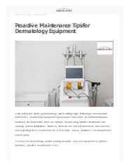 Proactive Maintenance Tips for Dermatology Equipment