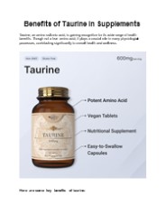 Benefits of Taurine Supplementation in the UK