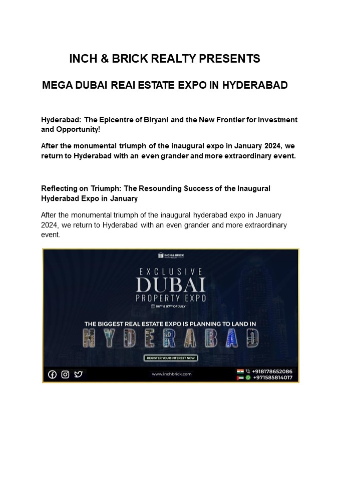 Real Estate expo in Hyderabad by Inch & Brick