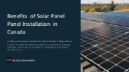Benefits of Solar Panel Installation in Canada