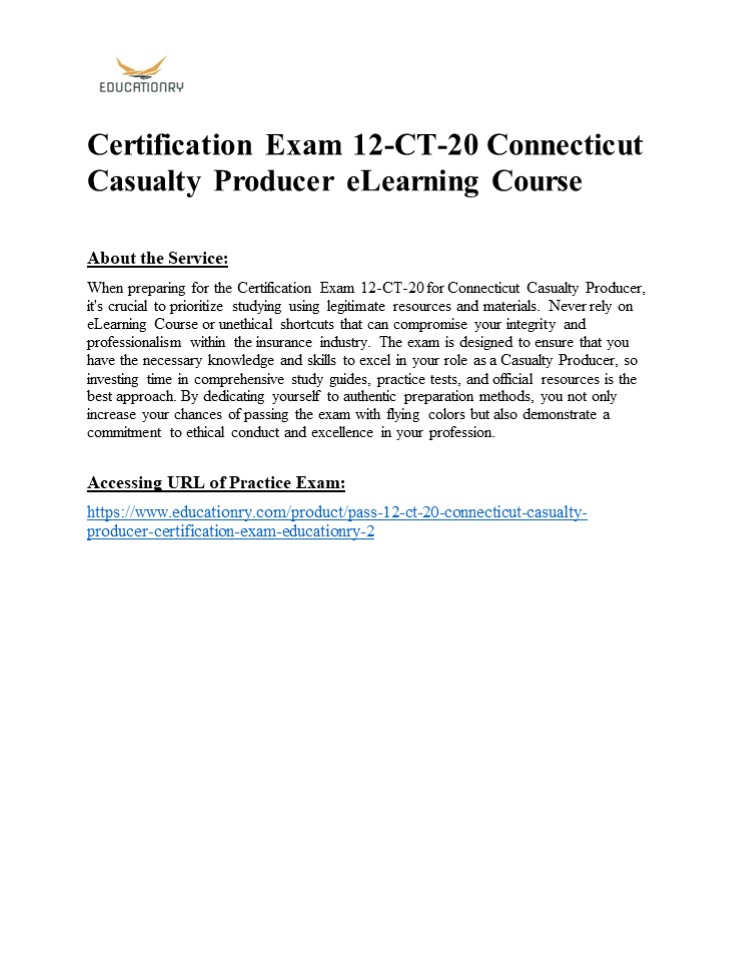 12-CT-20 Connecticut Casualty Producer eLearning Course