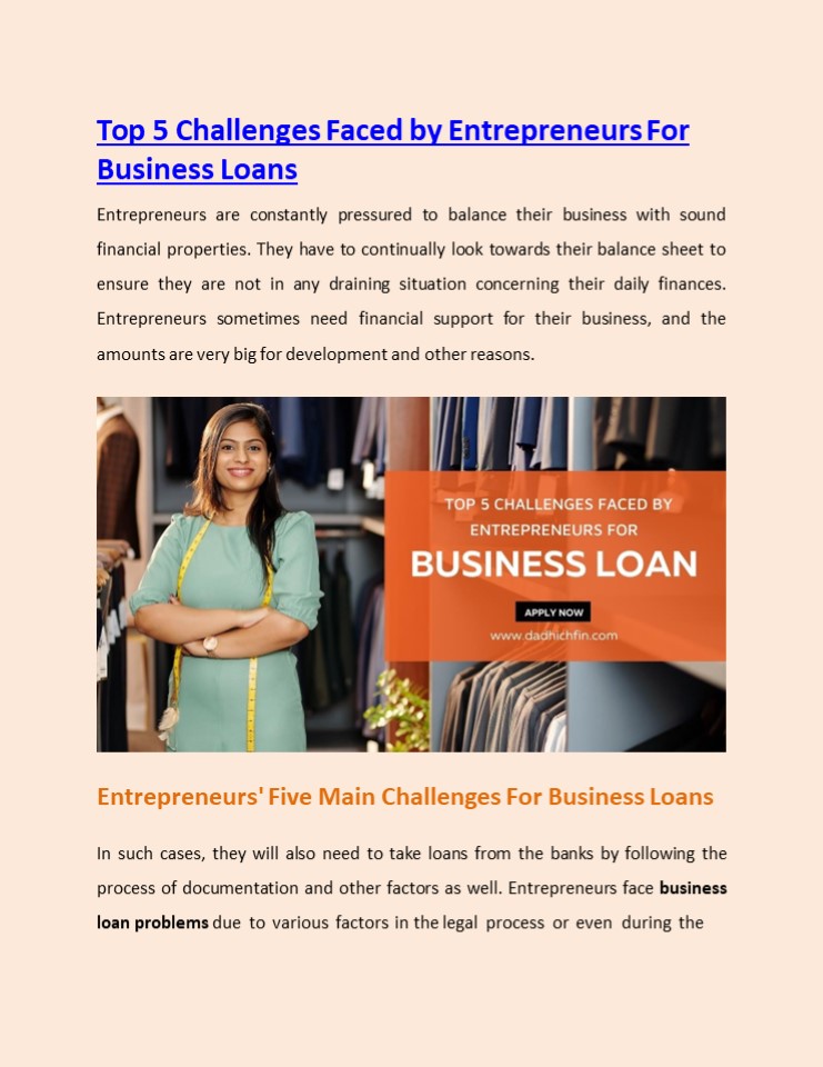 Top 5 Entrepreneurs Challenges For Business Loans