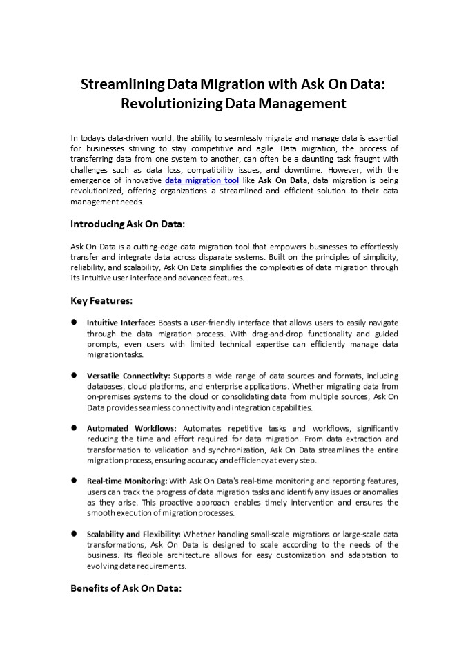 Streamlining Data Migration with Ask On Data