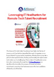 Leveraging IT Headhunters for Remote Tech Talent Recruitment