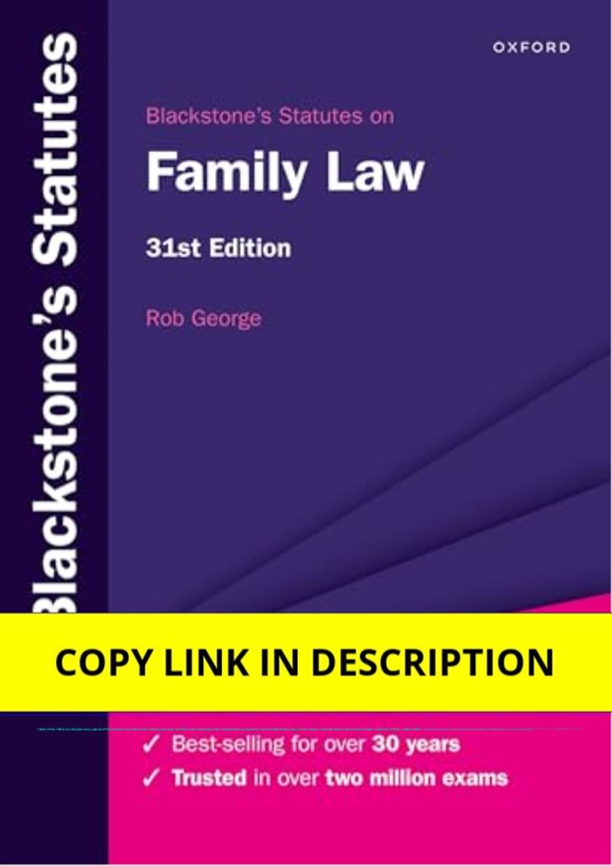 Download (PDF) Blackstone's Statutes on Family Law (Blackstone's Statute Series) Thirty-first edition