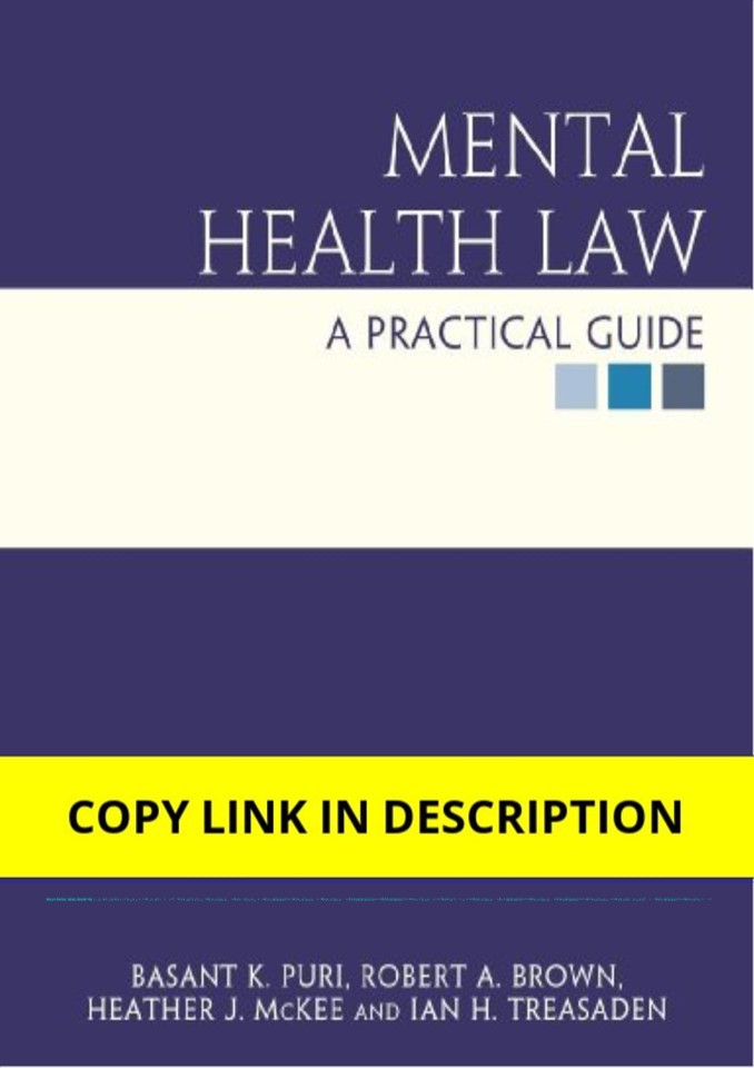 PDF Mental Health Law: A Practical Guide 1st Edition